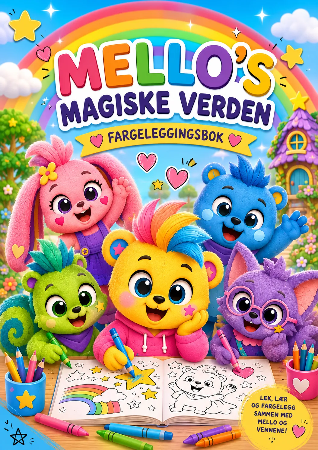 Forsiden til Mellos magiske verden fargeleggingsbok